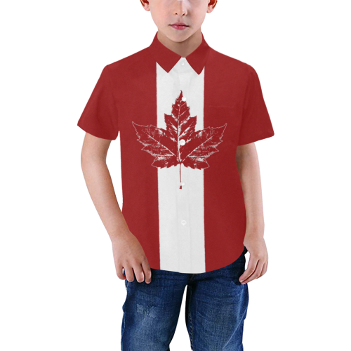 Kid's Canada Shirts Cool Buttondown Boys' All Over Print Short Sleeve Shirt (Model T59)