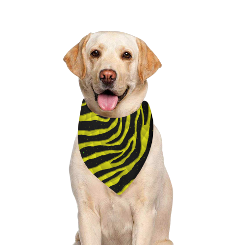 Ripped SpaceTime Stripes - Yellow Pet Dog Bandana/Large Size