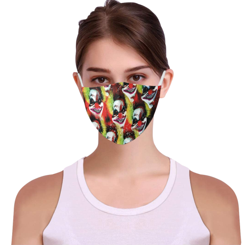 scary halloween horror clown pattern community face mask 3D Mouth Mask with Drawstring (2 Filters Included) (Model M04) (Non-medical Products)