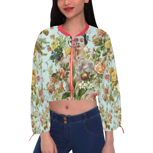 Flowers Abound Cropped Chiffon Jacket for Women (Model H30)