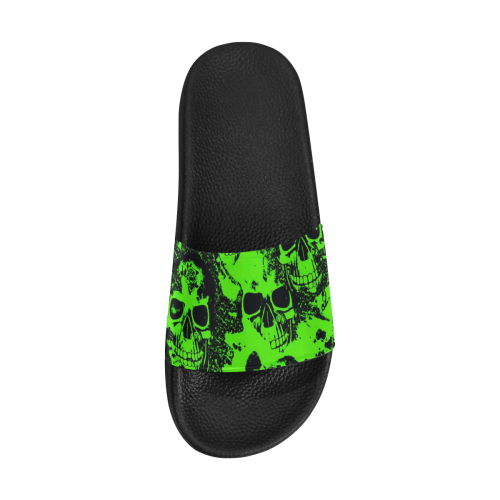 cloudy Skulls black green by JamColors Men's Slide Sandals (Model 057)