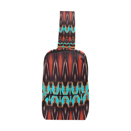 K172 Wood and Turquoise Abstract Chest Bag (Model 1678)
