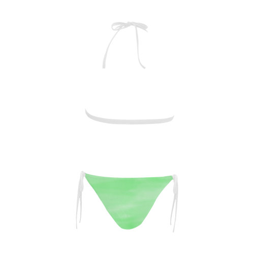 Mint Watercolor Buckle Front Halter Bikini Swimsuit (Model S08)