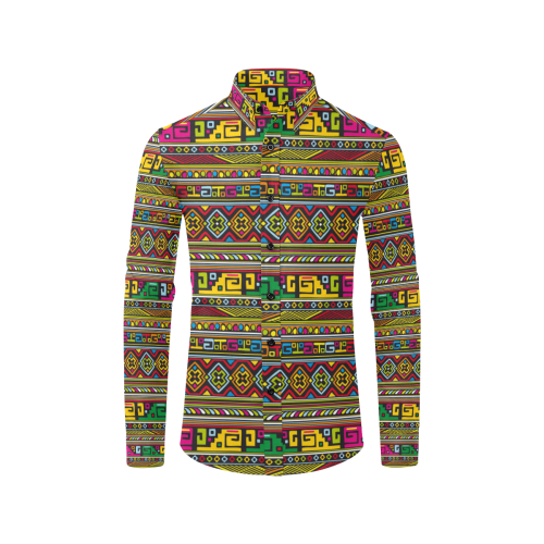 Traditional Africa Border Wallpaper Pattern 1 Men's All Over Print Casual Dress Shirt (Model T61)