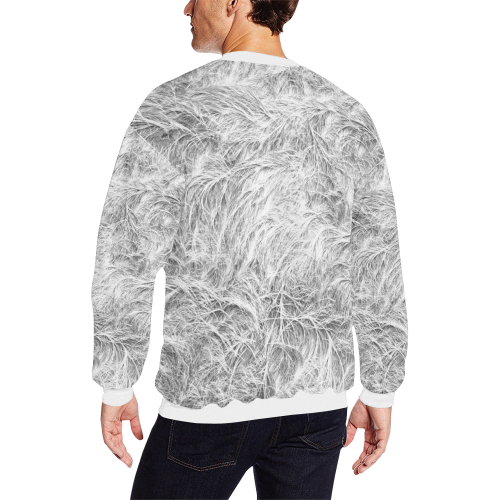 Fur Texture Men's Oversized Fleece Crew Sweatshirt/Large Size(Model H18)