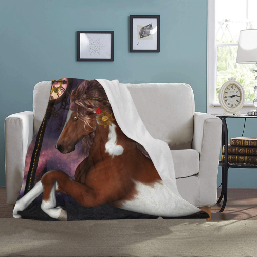 Awesome steampunk horse with clocks gears Ultra-Soft Micro Fleece Blanket 40"x50"