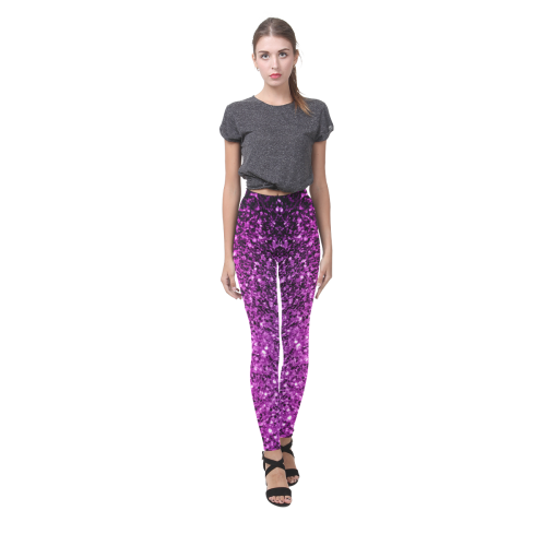 Beautiful Purple Pink Ombre glitter sparkles Cassandra Women's Leggings (Model L01)