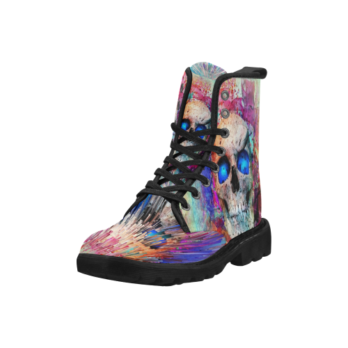 My Skull Popart by Nico Bielow Martin Boots for Men (Black) (Model 1203H)
