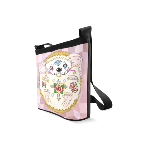 Sugar Skull Hedgehog Pastel Pink Mosaic Crossbody Bags (Model 1613)