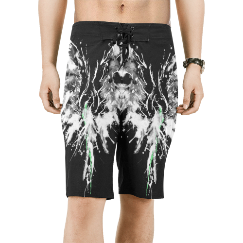 Phoenix - Abstract Painting Bird White 1 Men's All Over Print Board Shorts (Model L16)