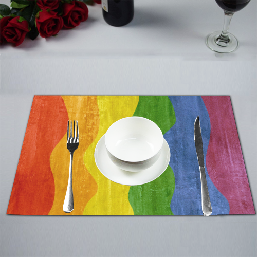 Gay Pride - Rainbow Flag Waves Stripes 3 Placemat 12’’ x 18’’ (Set of 2)