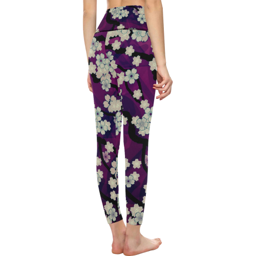 Sakura Breeze Chill Violet Women's All Over Print High-Waisted Leggings (Model L36)