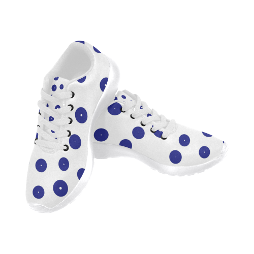 shoes white, with blue dots Women's Running Shoes/Large Size (Model 020)