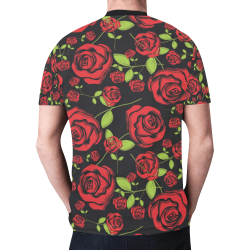 Red Roses on Black New All Over Print T-shirt for Men (Model T45)