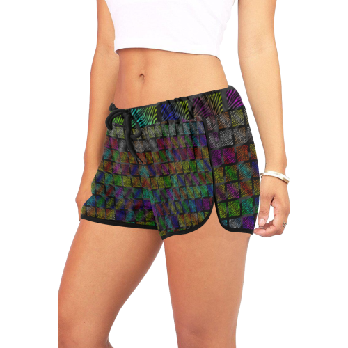 Ripped SpaceTime Stripes Collection Women's All Over Print Relaxed Shorts (Model L19)