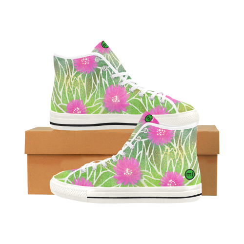 Pink Ice Plant Flowers. Inspired by California. Vancouver H Women's Canvas Shoes (1013-1)