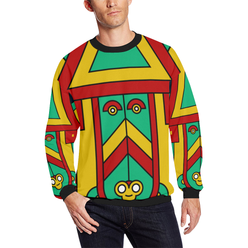 Aztec Spiritual Tribal Men's Oversized Fleece Crew Sweatshirt/Large Size(Model H18)