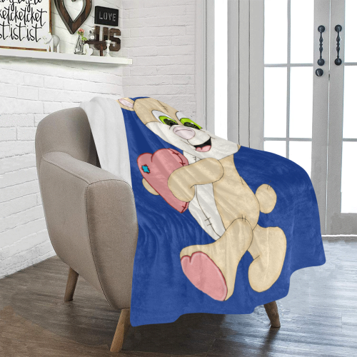 Patchwork Heart Teddy Blue Ultra-Soft Micro Fleece Blanket 40"x50"