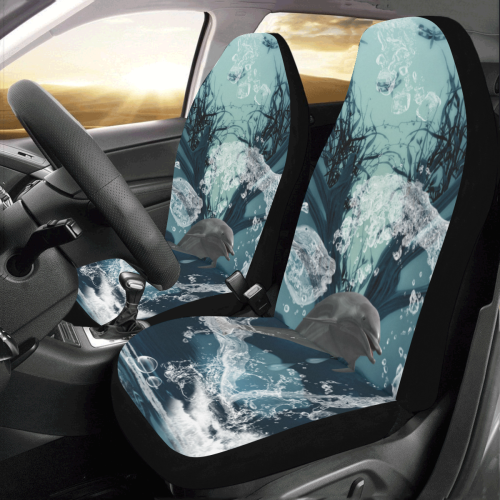 Dolphin jumping by a heart Car Seat Covers (Set of 2)