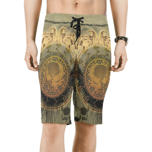 Awesome skulls on round button Men's All Over Print Board Shorts (Model L16)