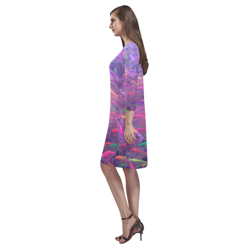 colorful fishes Rhea Loose Round Neck Dress(Model D22)