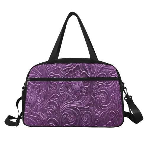 Embossed Purple Flowers Fitness Handbag (Model 1671)