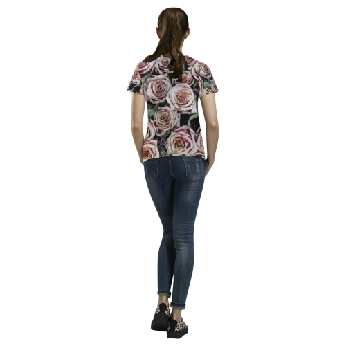 Impression Floral 9196 by JamColors All Over Print T-Shirt for Women (USA Size) (Model T40)