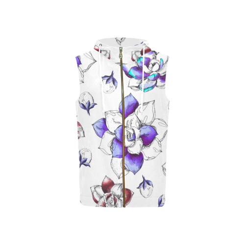 floral n All Over Print Sleeveless Zip Up Hoodie for Women (Model H16)