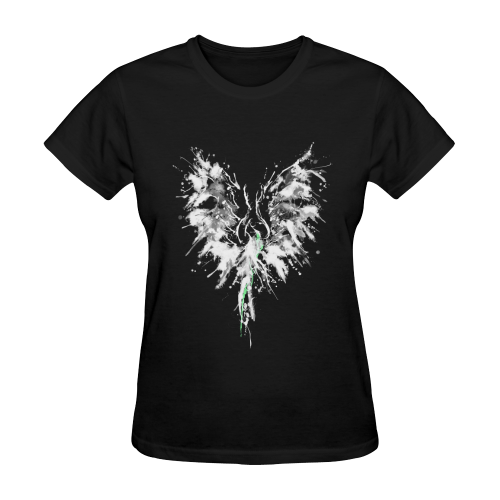 Phoenix - Abstract Painting Bird White 1 Sunny Women's T-shirt (Model T05)
