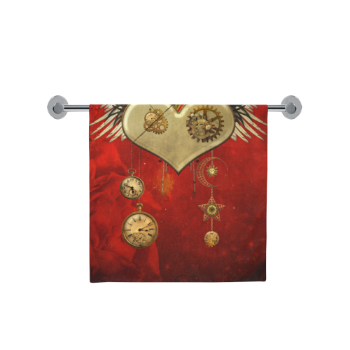 Steampunk heart, clocks and gears Bath Towel 30"x56"