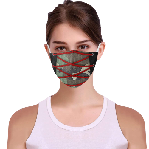 camouflage corsage community face mask 3D Mouth Mask with Drawstring (15 Filters Included) (Model M04) (Non-medical Products)