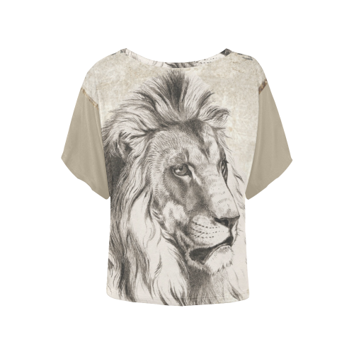 lion-1667472 Women's Batwing-Sleeved Blouse T shirt (Model T44)