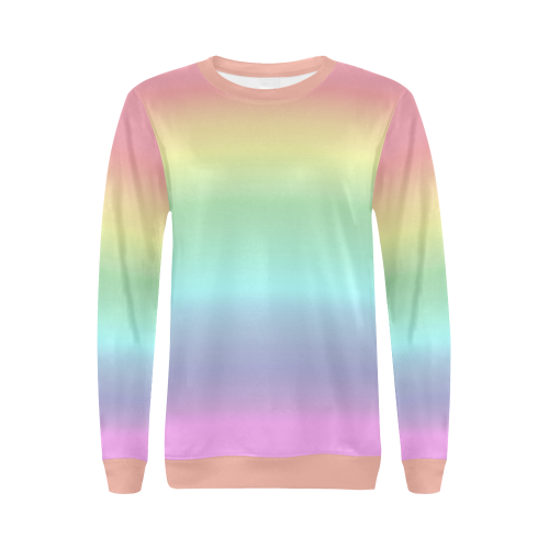 Pastel Rainbow All Over Print Crewneck Sweatshirt for Women (Model H18)