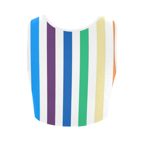 Rainbow Stripes with White Women's Crop Top (Model T42)