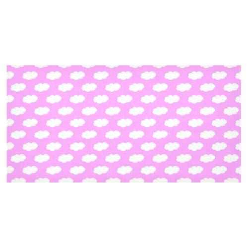 Clouds and Polka Dots on Pink Cotton Linen Tablecloth 60"x120"