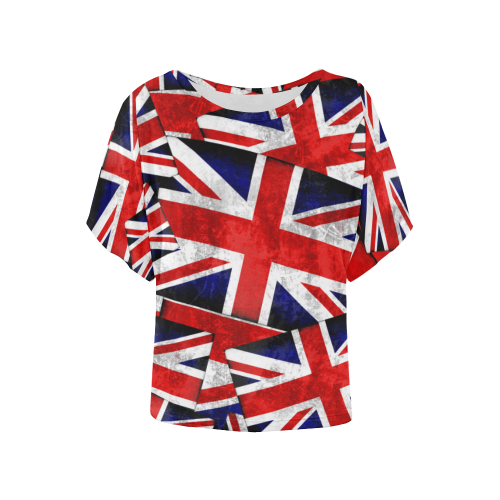 Union Jack British UK Flag Women's Batwing-Sleeved Blouse T shirt (Model T44)