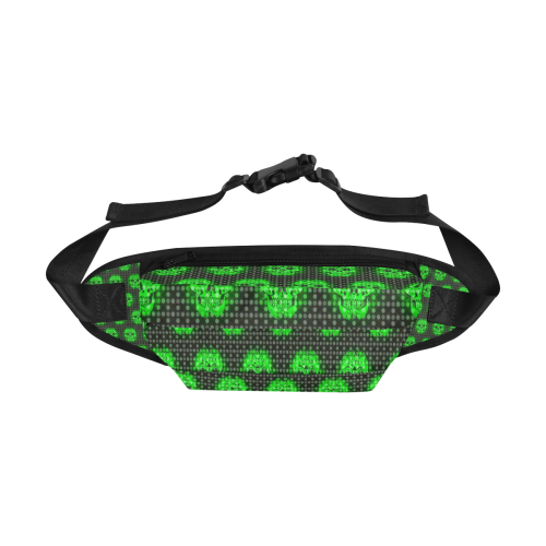 skulls and dotts, green by JamColors Fanny Pack/Large (Model 1676)