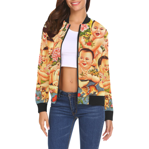 Happy New Year 6 All Over Print Bomber Jacket for Women (Model H19)