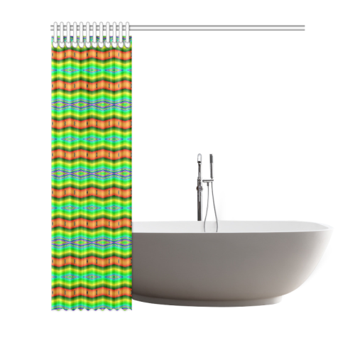 Bright Green Orange Stripes Pattern Abstract Shower Curtain 66"x72"