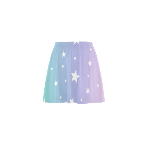 Rainbow Gradient Ombre Dip Tie Dye Stars Unicorn purple Blue Green Mini Skating Skirt (Model D36)