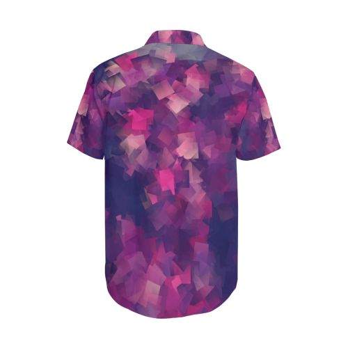 purple pink magenta cubism #modern Men's Short Sleeve Shirt with Lapel Collar (Model T54)