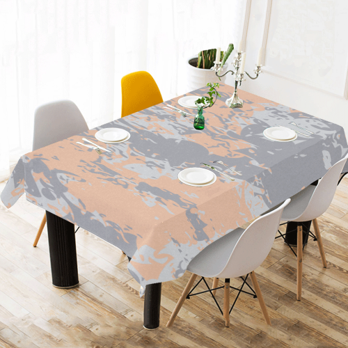 Peach Nougat, Sleet & Oyster Mushroom Cotton Linen Tablecloth 60"x120"