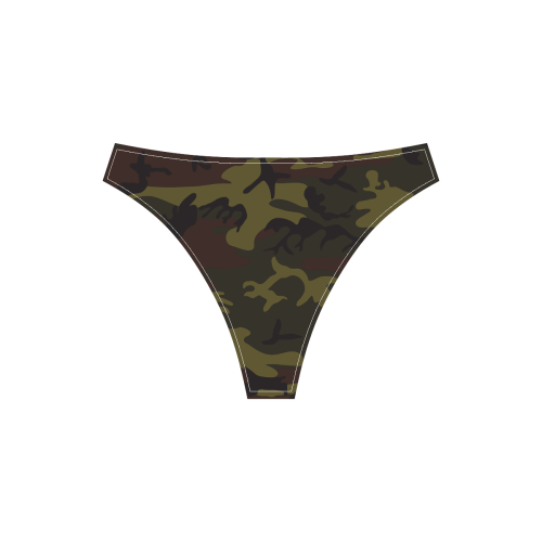 Camo Green Brown Sport Top & High-Waisted Bikini Swimsuit (Model S07)