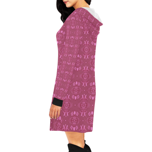 Wall Flower in Dusty Cedar Wash by Aleta All Over Print Hoodie Mini Dress (Model H27)