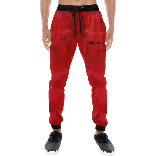 NUMBERS Collection Ready Red Camo Men's All Over Print Sweatpants (Model L11)