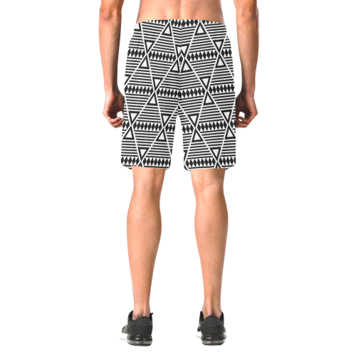 Black Aztec Tribal Men's All Over Print Elastic Beach Shorts (Model L20)