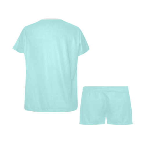color pale turquoise Women's Short Pajama Set