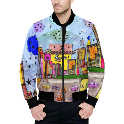 Buckhead by Nico Bielow All Over Print Quilted Bomber Jacket for Men (Model H33)