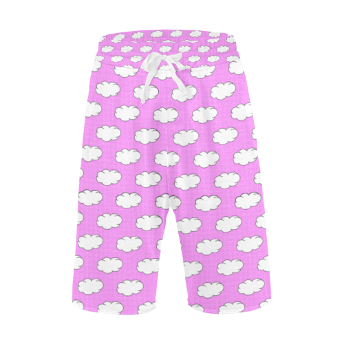 Clouds with Polka Dots on Pink Men's All Over Print Casual Shorts (Model L23)