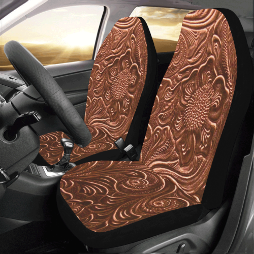 Embossed Copper Flowers Car Seat Covers (Set of 2)